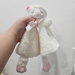 Stephan Baby White Cream Pink Owl Circle Lovey Security Blanket Blankie Plush